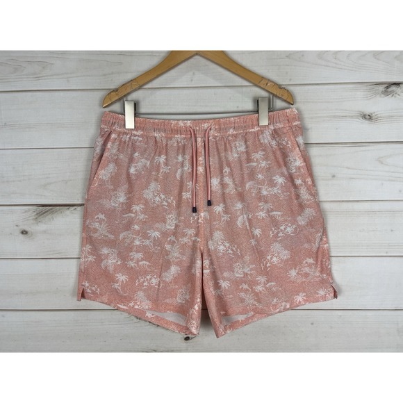 Peter Millar Swim Trunks Mens XL Peach Tropical Swimwear Drawstring Pocket GREAT - Picture 1 of 8